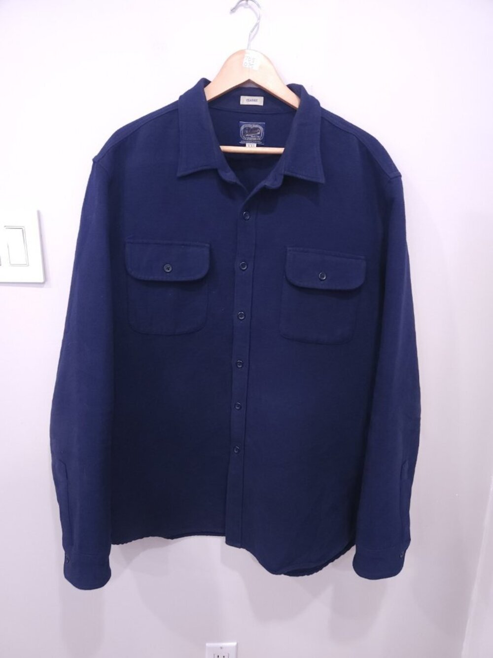 Vintage J.Crew Mens XXL Blue Heavyweight Chamois Work Shirt Moleskin Flannel